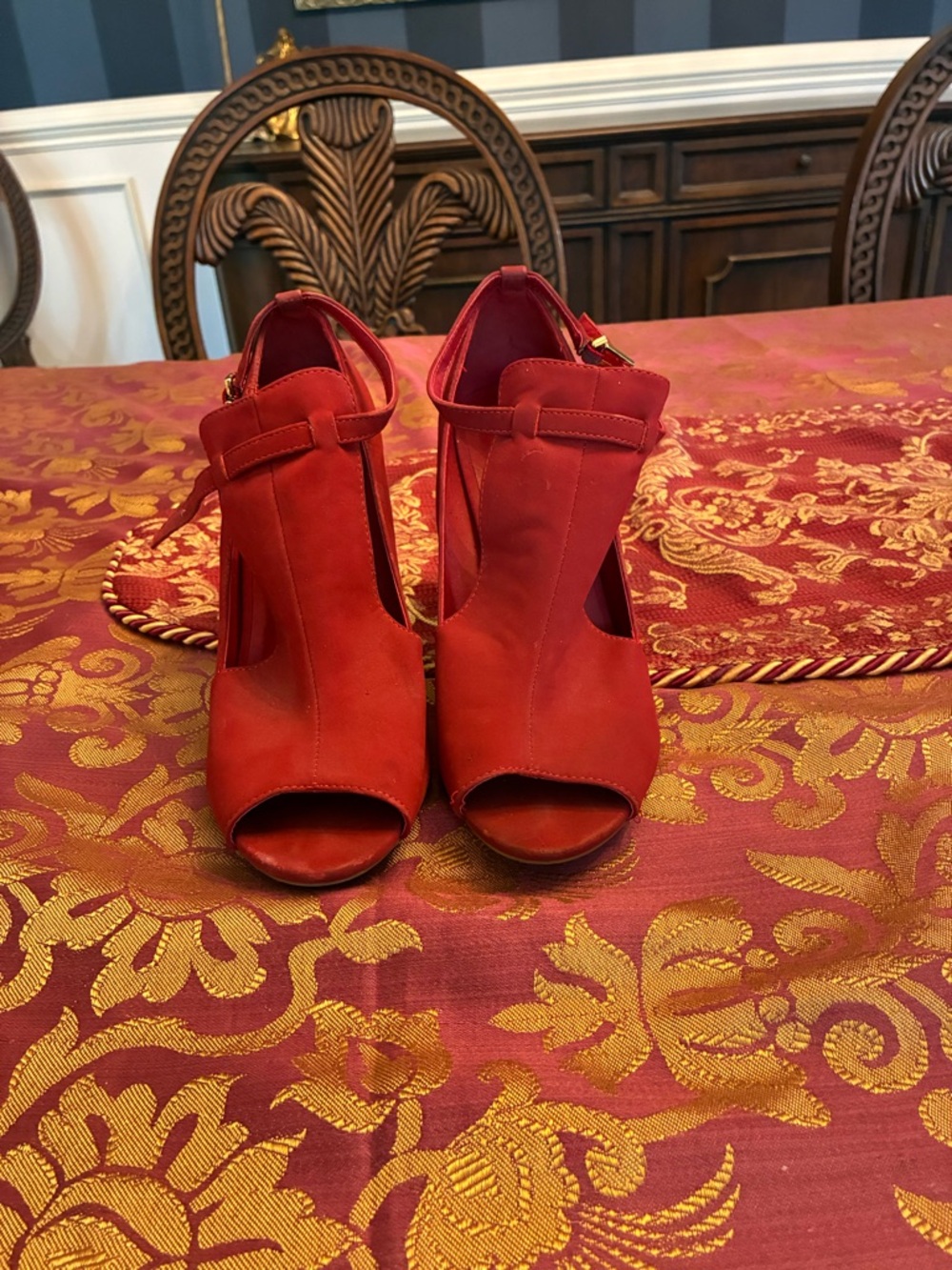 Charlotte Russe Red Open-Toe Ankle Strap Heels